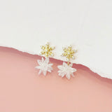 Gold Crystal Snowflake Earrings