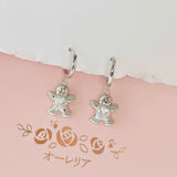 Silver Gingerbread Man Huggie Hoop Earrings